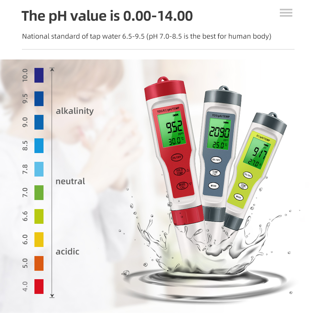Planted Aquarium Test Kit - Digitaler Wasserqualitätsmonitor Tester TDS PH-Messgerät PH/TDS/EC/Temperaturmessgerät